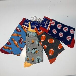 Men's Novelty Socks - 4 Pairs - Cars, Camping, Football, Baseball